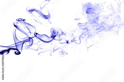 Abstract blue smoke on white background, blue background,blue ink background