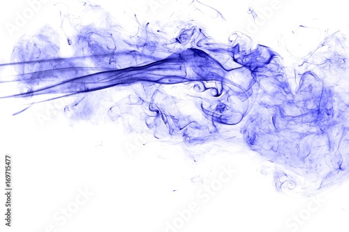Abstract blue smoke on white background, blue background,blue ink background © Athipat