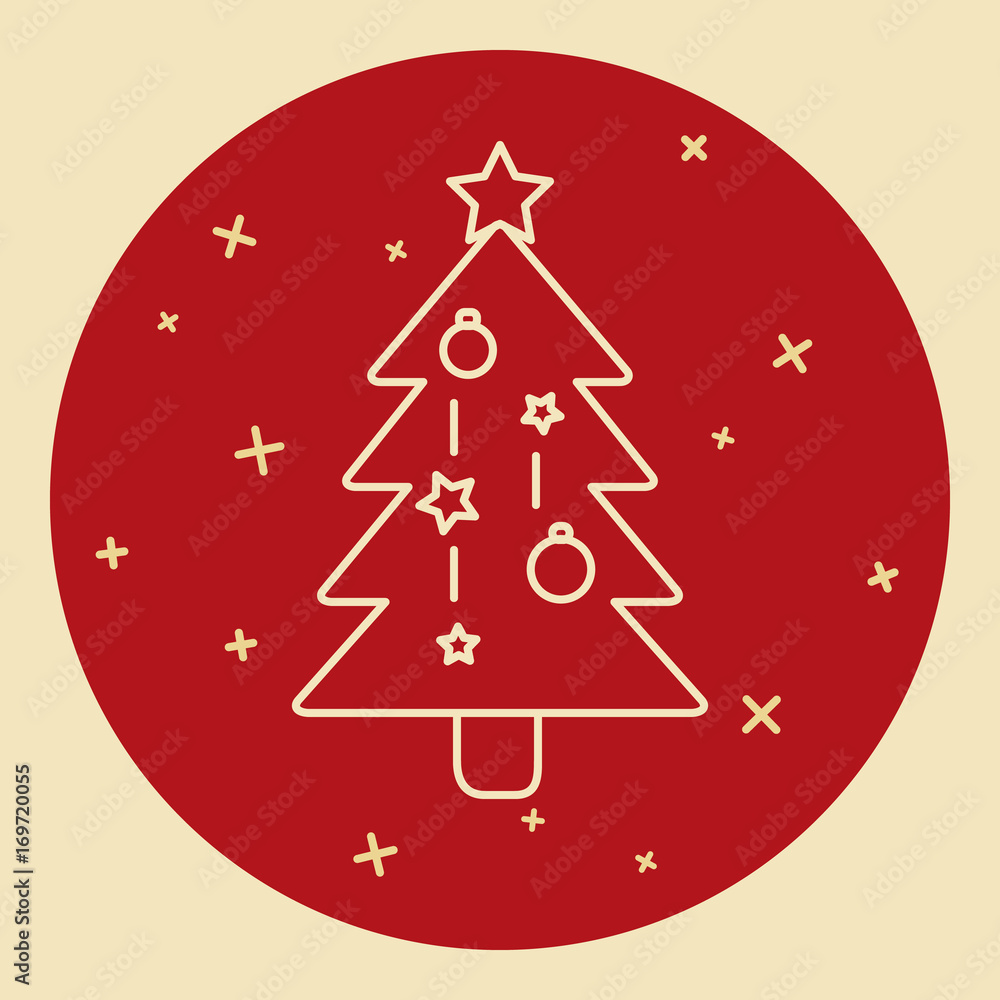 Christmas tree icon in thin line style Christmas tree icon in thin line style