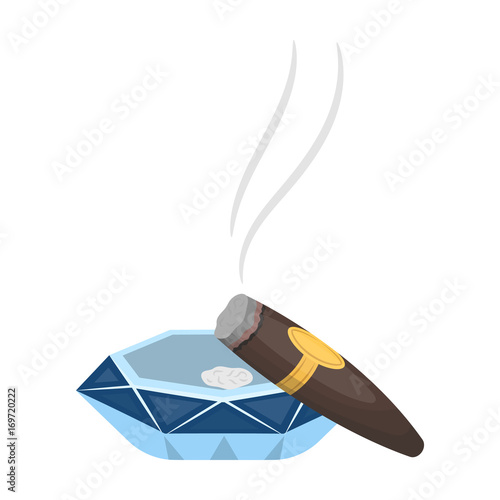 A smoking cigar in an ashtray. Smoking cigars single icon in cartoon style vector symbol stock illustration web.