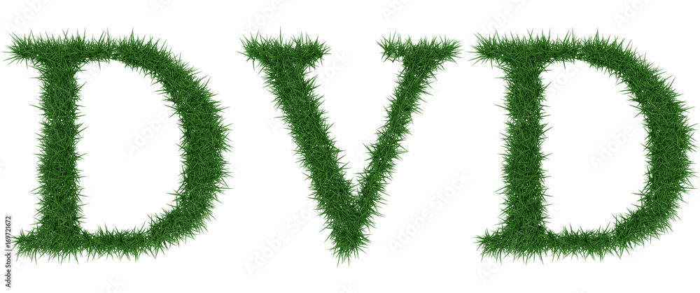Dvd - 3D rendering fresh Grass letters isolated on whhite background. Dvd - 3D rendering fresh Grass letters isolated on whhite background.