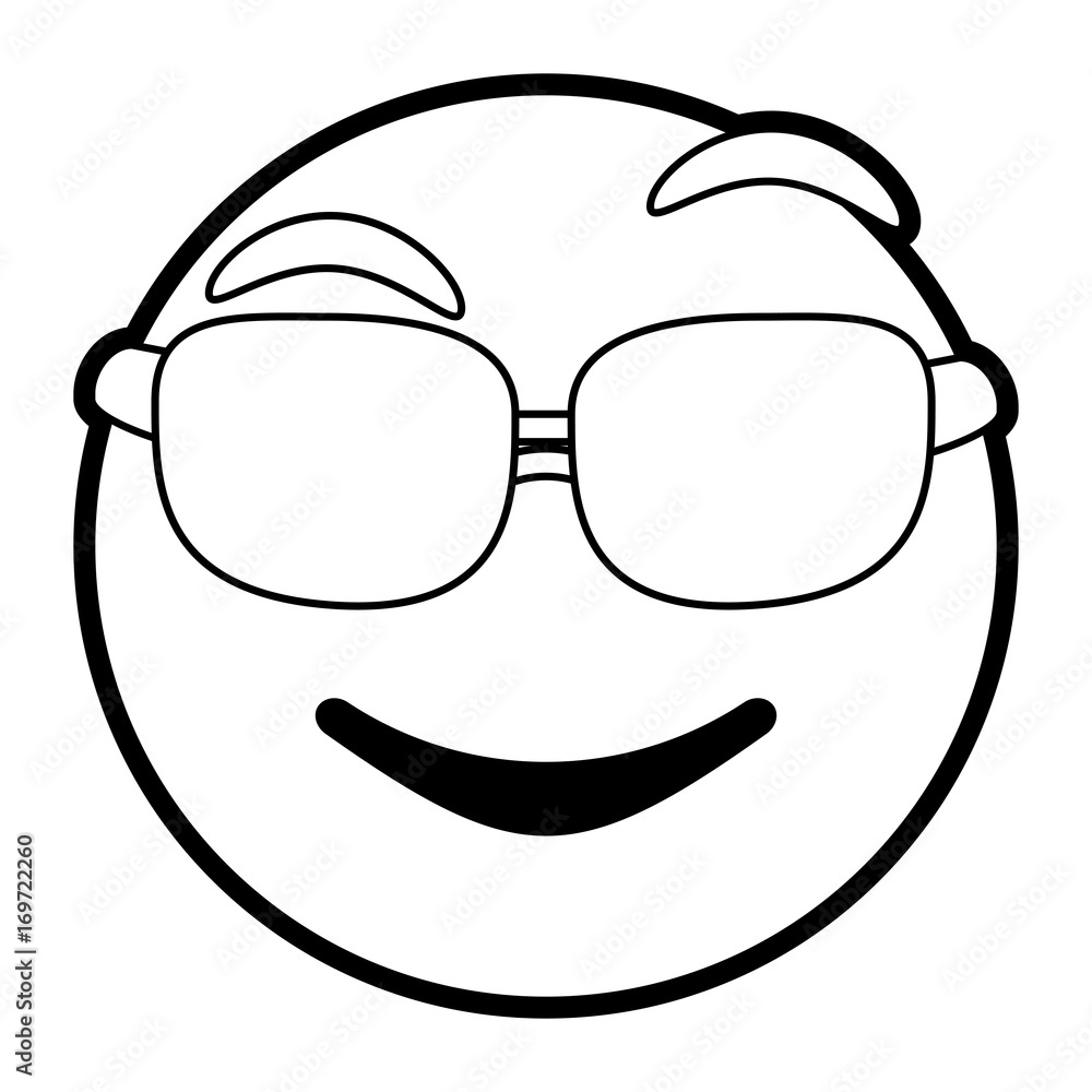 cartoon face with glasses icon Emoticon caricature and character theme Isolated design Vector illustration cartoon face with glasses icon Emoticon caricature and character theme Isolated design Vector illustration