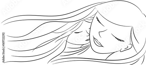 Love of a mother and a daughter that sleeping together - Vector illustration isolated on white background