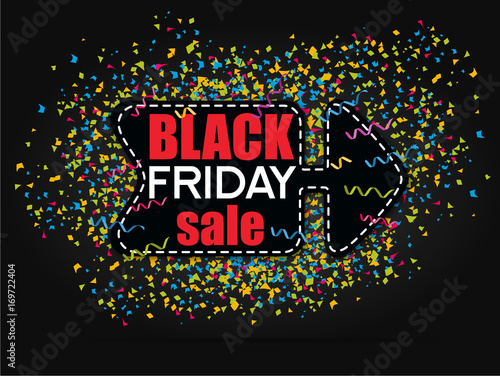 Étiquette flèche direction : black friday (fond noir)