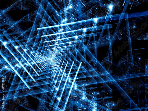 Glowing triangles - abstract digitally generated image