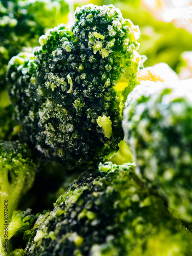 PIeces of frozen broccoli