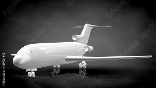 3d rendering of a reflective plane on a dark black background