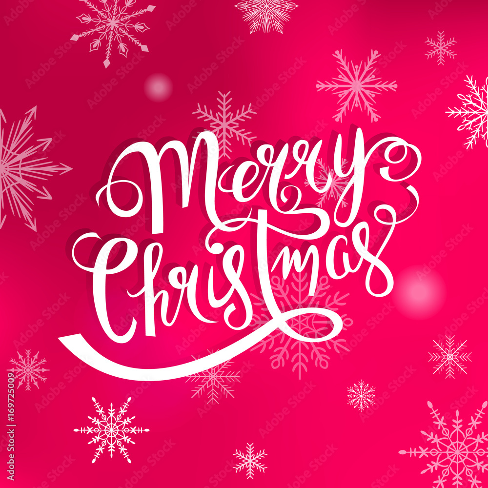 Merry Christmas hand drawn lettering vector illustration.