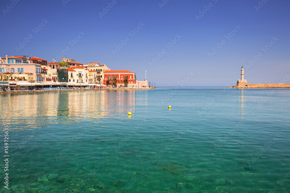 Architecture of the old Venetian port in Chania on Crete, Greece