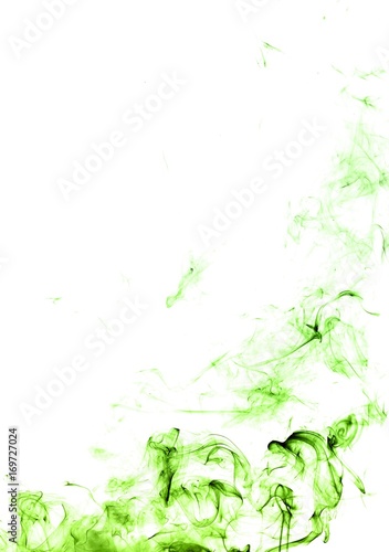 Abstract green smoke on white background  smoke background green ink background green  beautiful color smoke