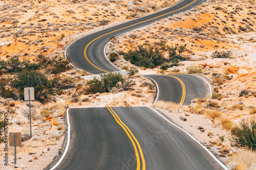 amazing road crossing valley of fire national park, nevada