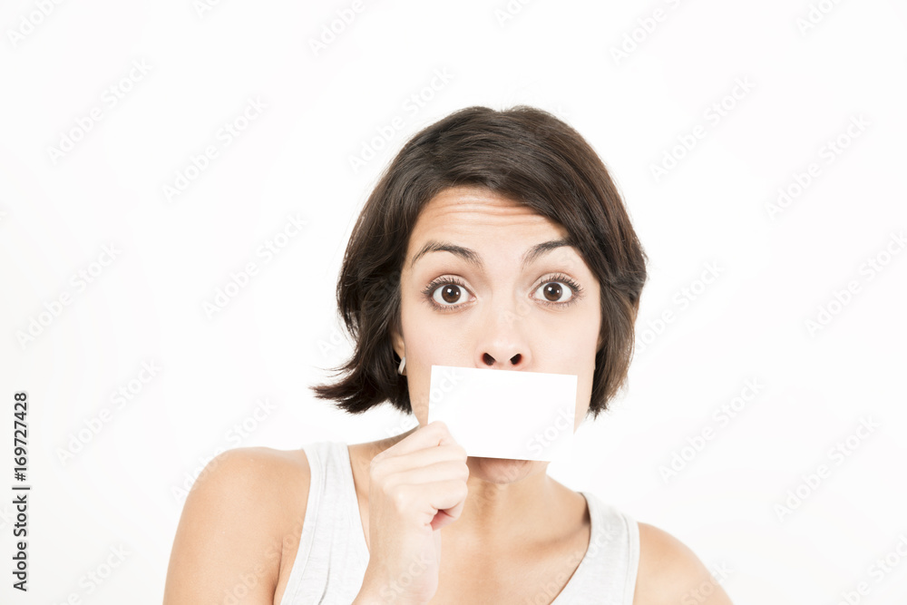 Beautiful Woman Holding A Business Card Beautiful Woman Holding A Business Card