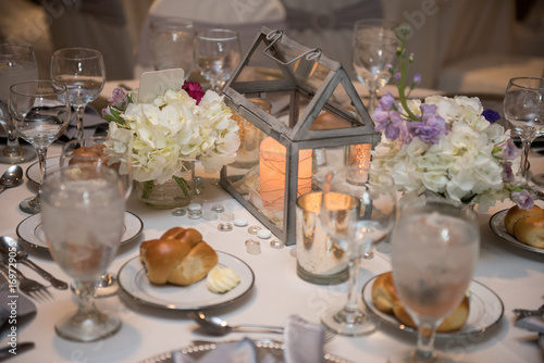 Beautiful table set for wedding guests