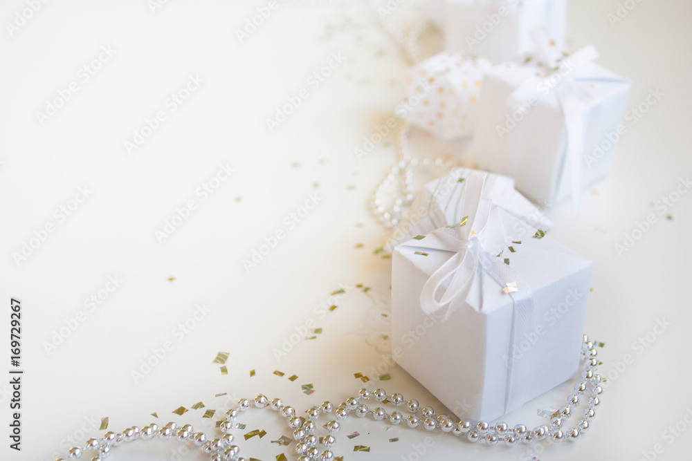 Christmas holidays composition on light background with copy space for your text Christmas holidays composition on light background with copy space for your text