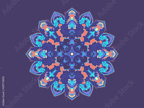 Flower Ornamental Mandala. Round Oriental pattern. Vecor Mandala
