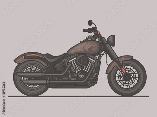 Classic Vintage Motorcycle. Motorbike Flat Vector Illustration