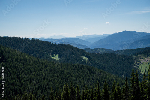 View of Rarau and Giumalau mountains in Bucovina, Romania