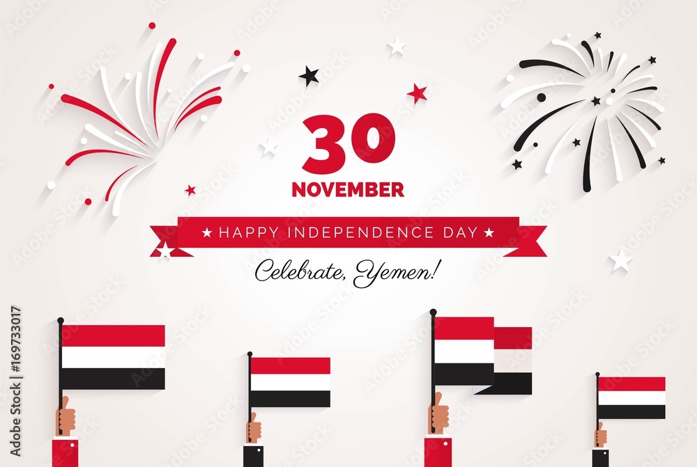 30 november.Yemen Independence Day greeting card. Celebration