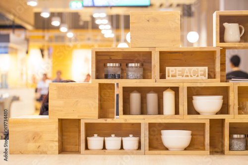 Container of Condiment Cup in wooden box