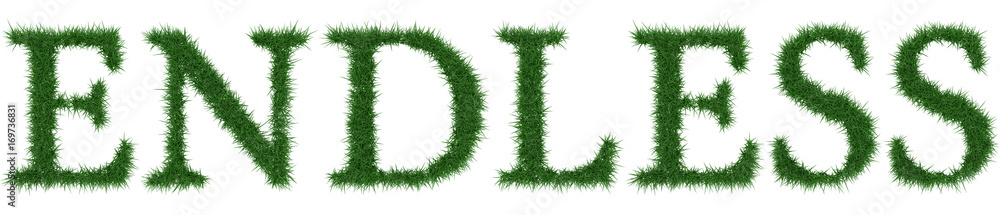 Endless - 3D rendering fresh Grass letters isolated on whhite background. Endless - 3D rendering fresh Grass letters isolated on whhite background.