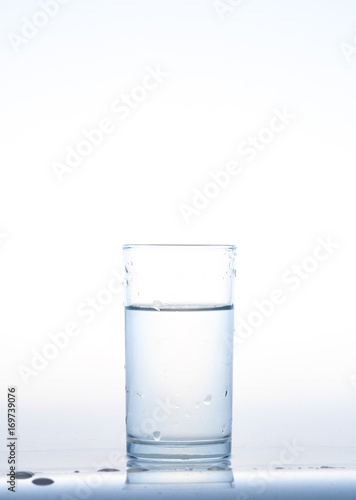 glass of water on white background
