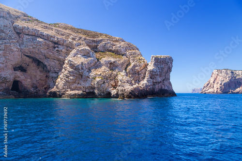 Sardinia, Italy. Picturesque cliffs near cape Capo Caccia