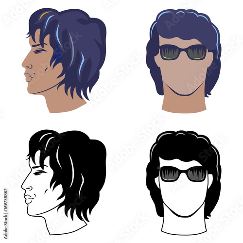 Men's hairstyles set for curly hair