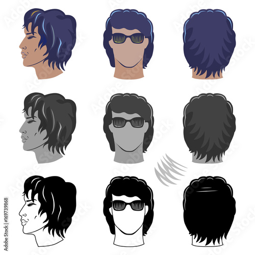 Men's hairstyles set for curly hair