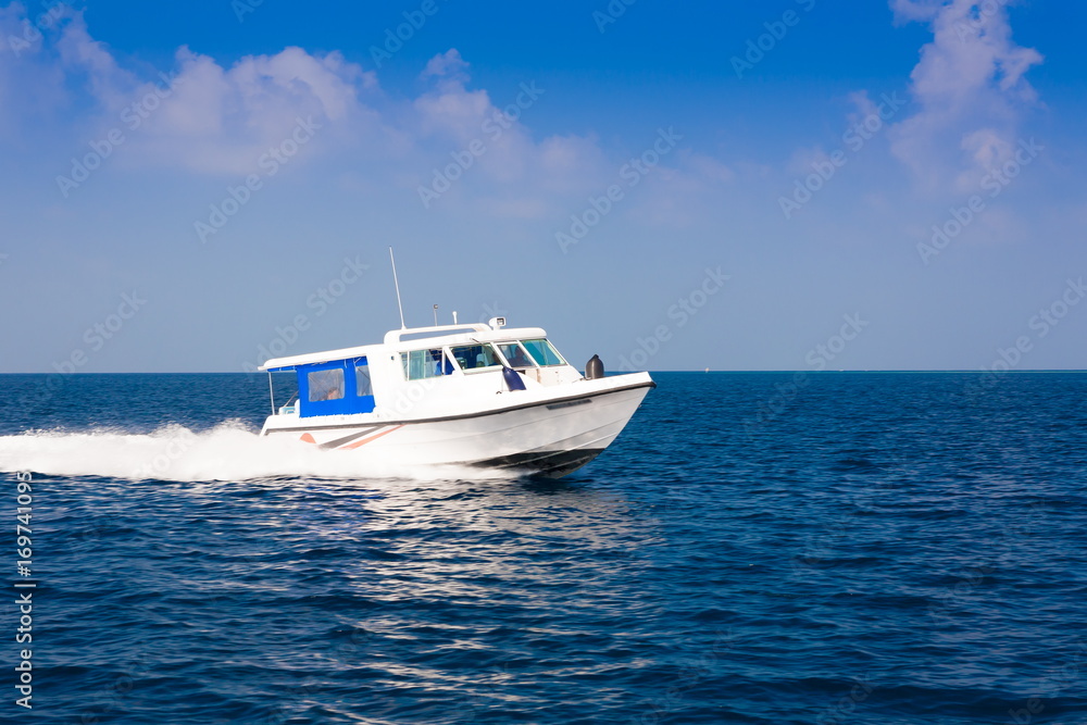 Naklejka premium Maldives, Male, speedboat