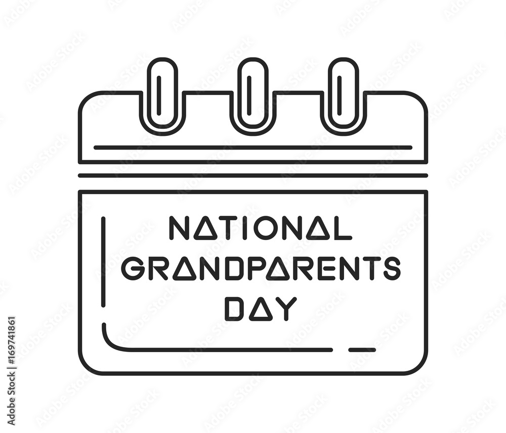 National Grandparents Day calendar. Wall calendar line icon. National Grandparents Day in the U.S. is the first Sunday after Labor Day, in September. Vector illustration