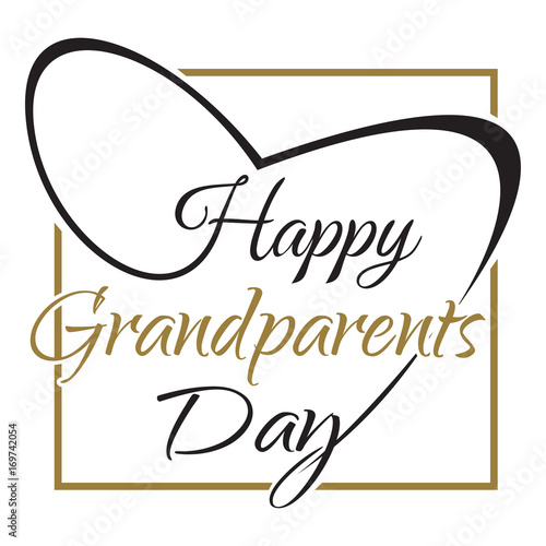 Happy Grandparents Day lettering. Congratulatory inscription in the frame. Calligraphy isolated on white background. Vector illustration