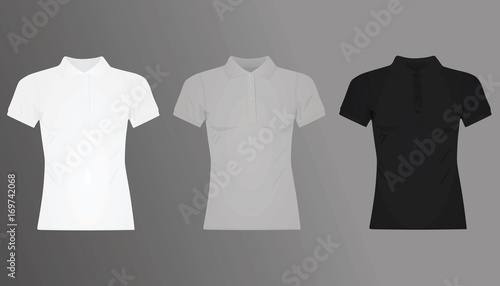 White, grey and black women polo t shirt template. vector illustration