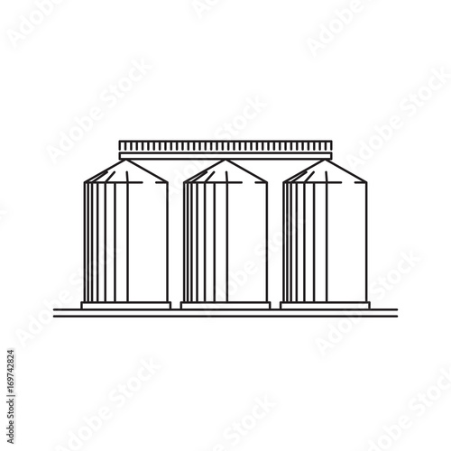 The linear vector icon farm buildings of the granary. Warehouse of grain crops illustration isolated on white background