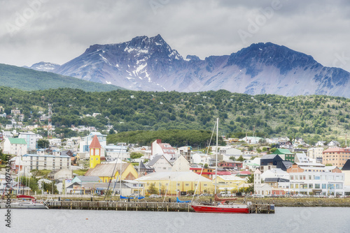 Ushuaia view from the boat. Tierra del Fuego province in Argentina. Patagonia. © serg_did