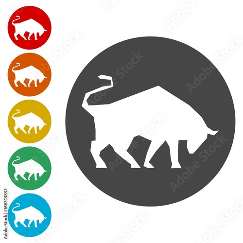 Bull icons set vector illustration 