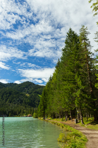 view of amazing Durrensee lake in Italy