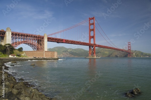 Golden gate bridge and Fort Point  San Francisco  California  USA