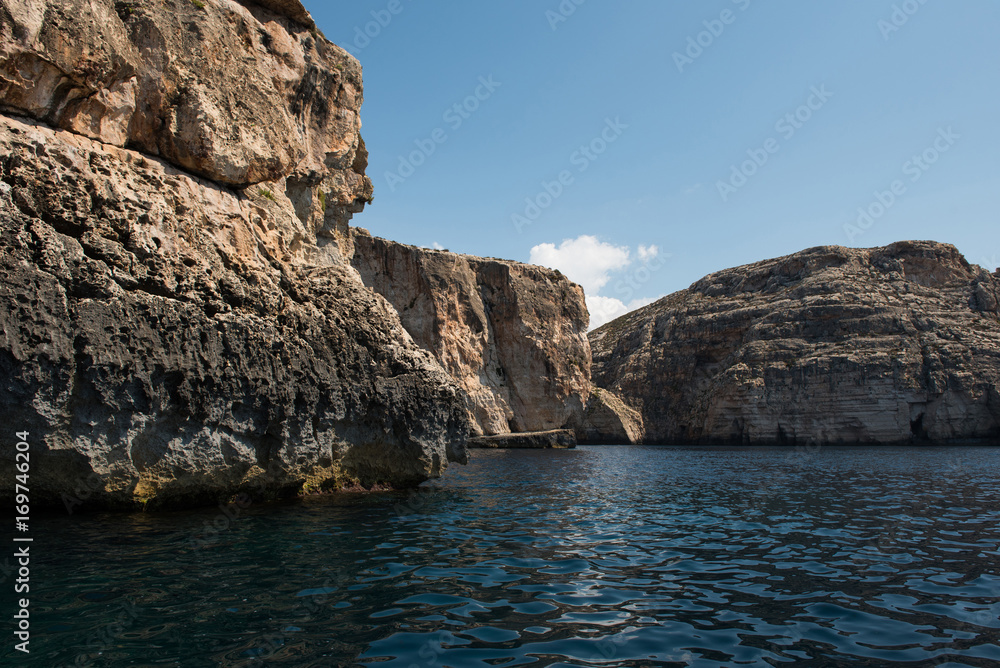 Naklejka premium Blue grotto seen from a boat trip. Malta