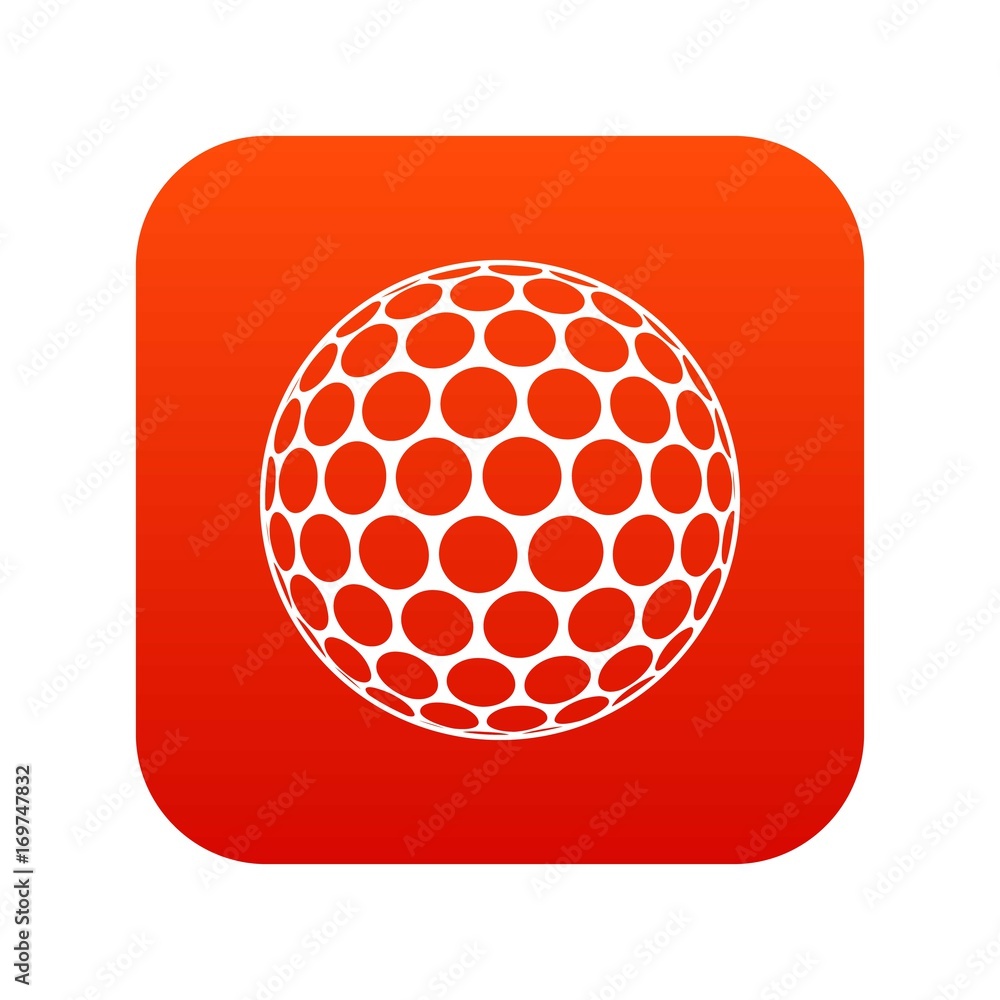 Black and white golf ball icon digital red Black and white golf ball icon digital red