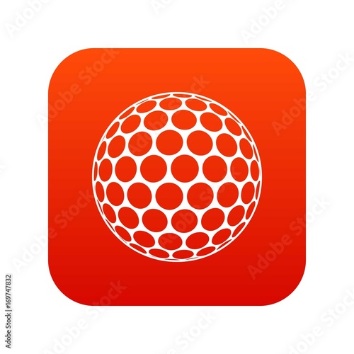 Black and white golf ball icon digital red