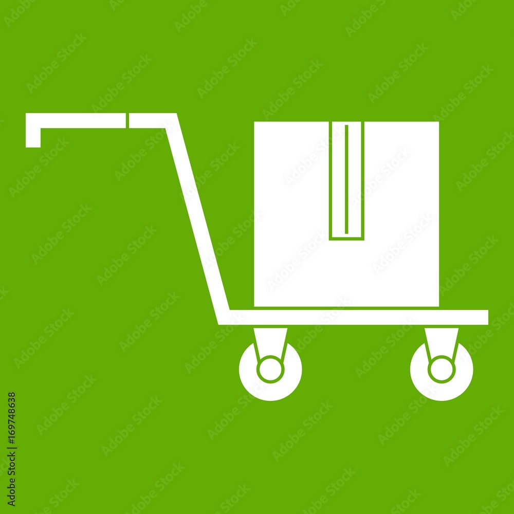 Delivery cart with box icon green Delivery cart with box icon green