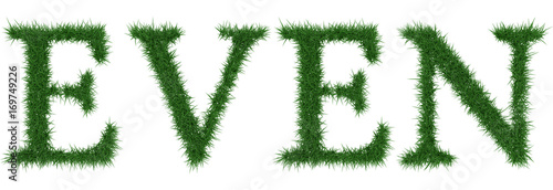 Even - 3D rendering fresh Grass letters isolated on whhite background.