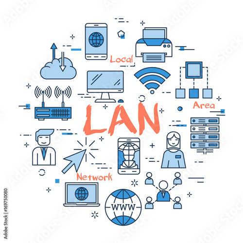Blue round LAN concept