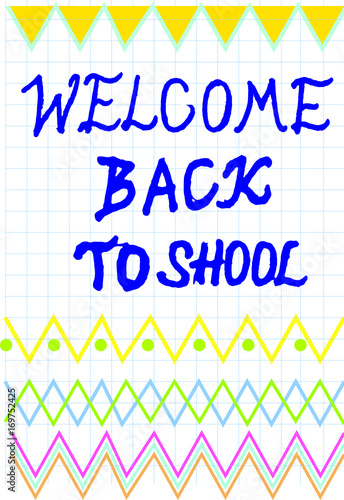 vector welcome back to school drawing at notebook in hand child style 