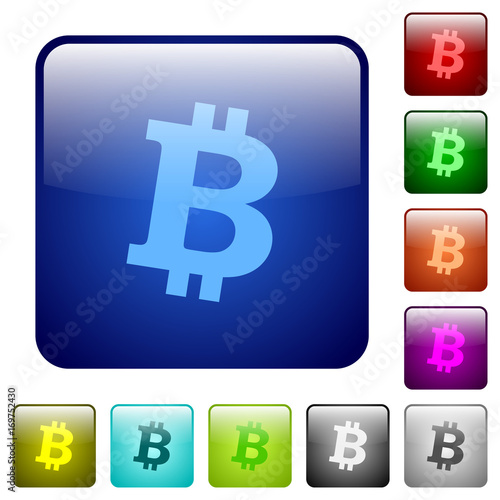 Bitcoin digital cryptocurrency color square buttons