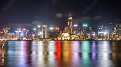 Hong Kong aerial view at night.
