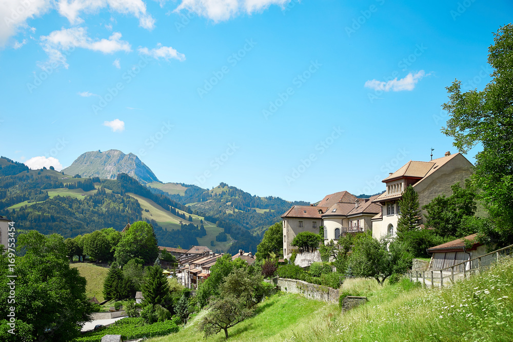 Panoramic view of Gruyere, Switzerland