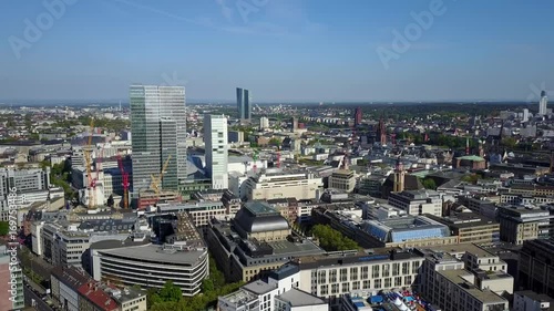 Aerial Helicopter View Germany Skyline Frankfurt am Main