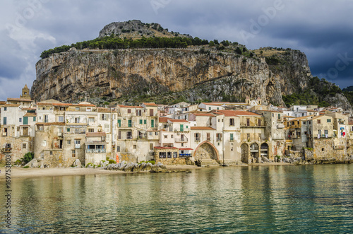 Cefalu beach the rock and temple of diana