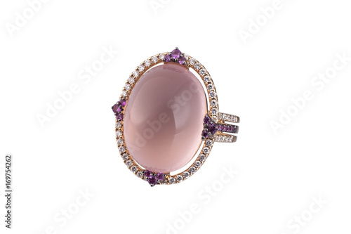 gold ring with diamonds and precious gems jewelry with gemstone 